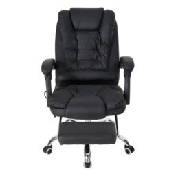 Darphe Black Ergonomic Massage Office Chair With Retractable Footrest And Lumbar Support