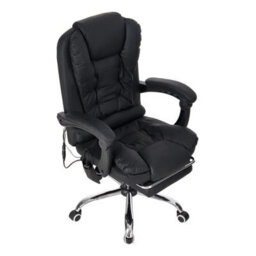 Darphe Black Ergonomic Massage Office Chair With Retractable Footrest And Lumbar Support - thumbnail 2