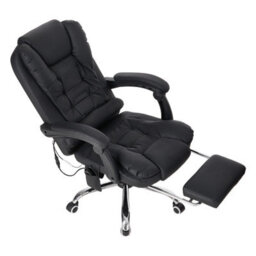 Darphe Black Ergonomic Massage Office Chair With Retractable Footrest And Lumbar Support - thumbnail 3
