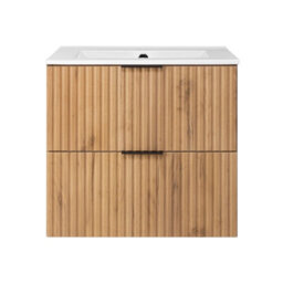 Heze Furniture Flow 2 Drawer Bathroom Vanity Cabinet Vanity Unit With Basin 60Cm - Gold Craft Oak - thumbnail 2
