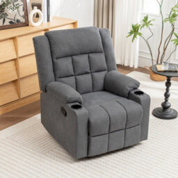 Modern Upholstered Recliner Chair With Adjustable Backrest And Cup Holders - thumbnail 3