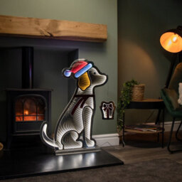 Samuel Alexander 78Cm Infinity Light Up Standing Dog Christmas Decoration With Warm White & Red Leds On Metal Base - thumbnail 2