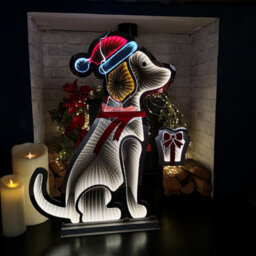 Samuel Alexander 78Cm Infinity Light Up Standing Dog Christmas Decoration With Warm White & Red Leds On Metal Base