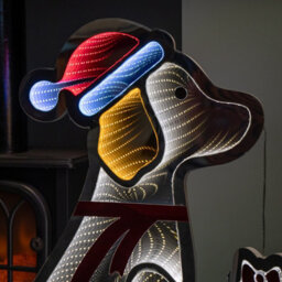 Samuel Alexander 78Cm Infinity Light Up Standing Dog Christmas Decoration With Warm White & Red Leds On Metal Base - thumbnail 3