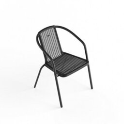Living And Home Set Of 2 Black Vintage Style Stacking Rattan Patio Garden Chairs Outdoor Armchairs With Metal Frame - thumbnail 3