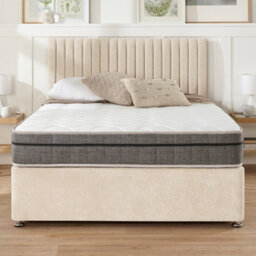 Aspire Grant Divan And Hybrid Memory Pocket Mattress, Linen Fabric, Strutted Headboard, No Drawers, Cream, Single - thumbnail 6