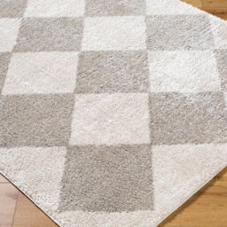 Livabliss Fossay Shaggy-Washable Beige Grey High Pile Diamond Living Bedroom Rug 140 X 200 Cm Easy Care, Non Shedding - thumbnail 6
