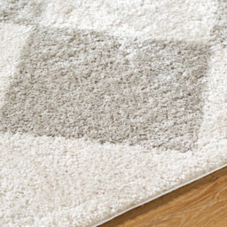 Livabliss Fossay Shaggy-Washable Beige Grey High Pile Diamond Living Bedroom Rug 140 X 200 Cm Easy Care, Non Shedding - thumbnail 3