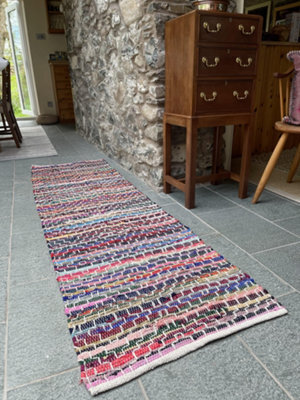Second Nature Online Kadam Geometric Rainbow Rug Multicolour And Reversible / 60 Cm X 210 Cm - image 1
