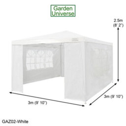 Garden Universe Gazebo 3M X 3M In White With Walls And A Steel Frame, Marquee Canopy Party Tent Gaz02-White - thumbnail 6