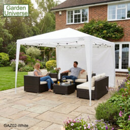 Garden Universe Gazebo 3M X 3M In White With Walls And A Steel Frame, Marquee Canopy Party Tent Gaz02-White - thumbnail 7