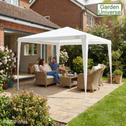 Garden Universe Gazebo 3M X 3M In White With Walls And A Steel Frame, Marquee Canopy Party Tent Gaz02-White - thumbnail 8