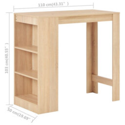 Berkfield Bar Table With Shelf Oak 110X50X103 Cm - thumbnail 6
