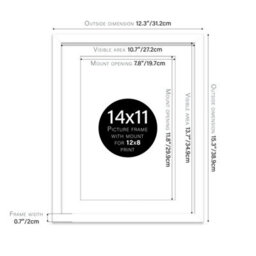 "14X11"" White Frame With Mount For 12X8"" Pictures 20mm Thin Edge Portrait And Landscape Display With Wall Hooks And Kickstand" - thumbnail 2