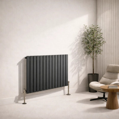 Planet Radiators Flat Panel Single 600 X 908mm Cast Iron Style Radiator Anthracite