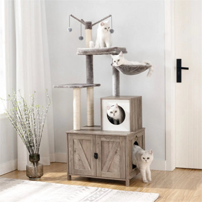 2-In-1 Cat Tree With Litter Box Enclosure Cat Condo With Scratching Posts - image 1