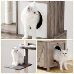 2-In-1 Cat Tree With Litter Box Enclosure Cat Condo With Scratching Posts - thumbnail 4