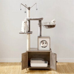 2-In-1 Cat Tree With Litter Box Enclosure Cat Condo With Scratching Posts - thumbnail 6