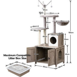2-In-1 Cat Tree With Litter Box Enclosure Cat Condo With Scratching Posts - thumbnail 2