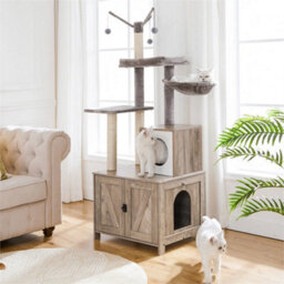 2-In-1 Cat Tree With Litter Box Enclosure Cat Condo With Scratching Posts - thumbnail 3