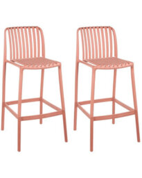 Wyld And Coco Light Red Armless Dining Bar Chairs Set Of 2 With Detachable Base For Indoor And Outdoor Use Modern - thumbnail 3