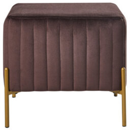 Wyld And Coco Glamour Velvet Footstool 47 X 47 Cm Dark-Brown Velvet With Gold Legs - thumbnail 1