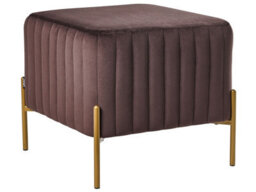 Wyld And Coco Glamour Velvet Footstool 47 X 47 Cm Dark-Brown Velvet With Gold Legs - thumbnail 3