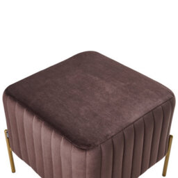 Wyld And Coco Glamour Velvet Footstool 47 X 47 Cm Dark-Brown Velvet With Gold Legs - thumbnail 5