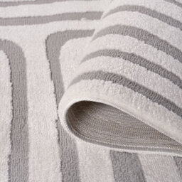 The Rugs Loft Light Grey And Ivory Curved Line Living Room Area Rug And Runners Soft Pile - thumbnail 6