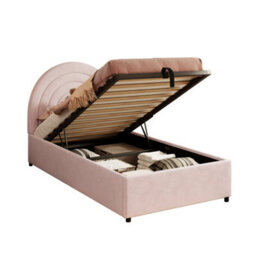 Modernluxe 3Ft Single Bed, 90X190 Cm, Ottoman Bed, Children's Bed, With Slatted Frame And Headboard, Wooden Slats, Velvet, Pink - thumbnail 9