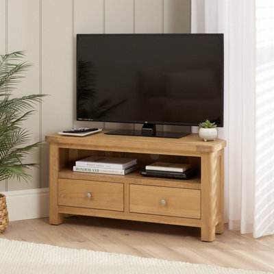 The Furniture Market Marbury Oak Corner Tv Unit Stand Up To 50 Widescreen Tv Size - image 1