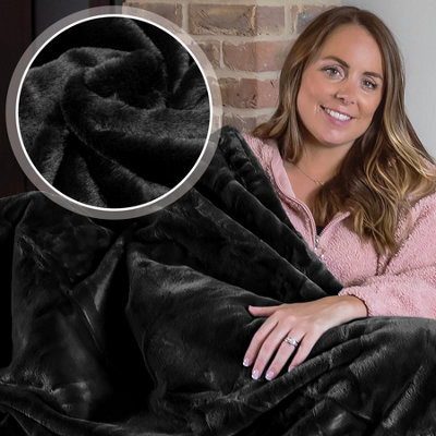 Dreamcatcher Blanket Throw Soft Faux Fur 160 X 130Cm Black Fleece Overblanket Fluffy Blanket  For Sofa & Beds - image 1