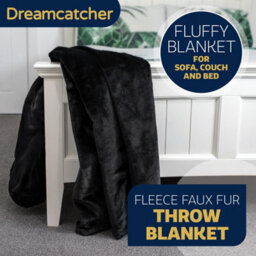Dreamcatcher Blanket Throw Soft Faux Fur 160 X 130Cm Black Fleece Overblanket Fluffy Blanket  For Sofa & Beds - thumbnail 3