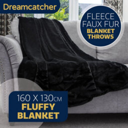 Dreamcatcher Blanket Throw Soft Faux Fur 160 X 130Cm Black Fleece Overblanket Fluffy Blanket  For Sofa & Beds - thumbnail 2