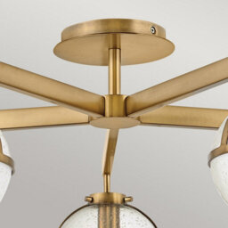 Luminosa Lighting Luminosa Hollis 5 Light Multi Arm Semi Flush Ceiling Lamp, Heritage Brass Ip44 - thumbnail 3