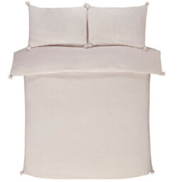 Smart Living Luxurious Pom Pom Fleece Duvet Cover With Pillowcases - Cream - thumbnail 2