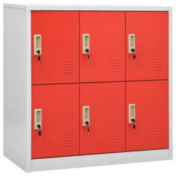 Berkfield Modern Locker Cabinets 2 Pcs Light Grey And Red 90X45X92.5 Cm Steel