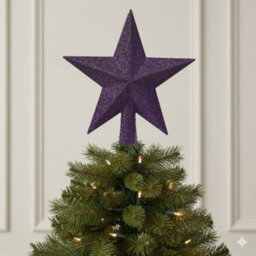 Decoris Fig Purple Christmas Tree Topper Star Purple Glitter Tree Decoration 19Cm - thumbnail 1