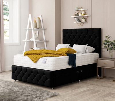 "Bed Choices Regency Plush Velvet Divan Bed With 2 Drawers, Mattress And 54"" Headboard" - image 1