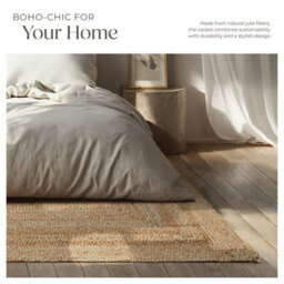 Tectake Rug Glim Made Of Natural Jute Fibres In A Boho Style For Indoor And Outdoor Use 160 X 230 Cm - Brown - thumbnail 4