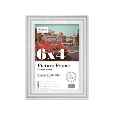 6X4 White Ornate Picture Frame (15.2 X 10.2Cm) Poster, Photo, Artwork, Gallery Wall Or Print - image 1