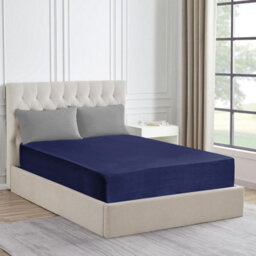 Ameha 100% Cotton Jersey Fitted Sheet Navy Soft Anti Allergy 30Cm Extra Deep Easy Care King Bed Sheets 150 X 200 Cm - thumbnail 3