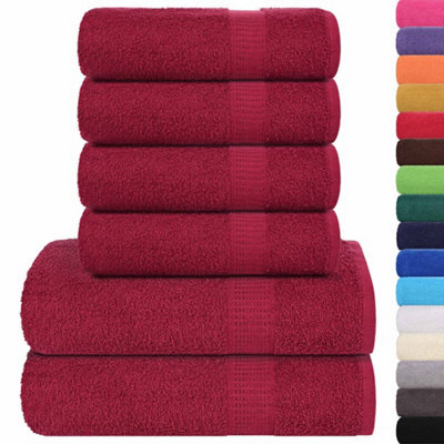 Berkfield Durable 6 Piece Towel Set Bordeaux 360 Gsm 100% Cotton