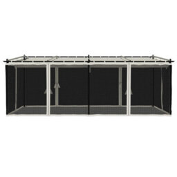 Walplus Gazebo With Mesh Walls Cream 6X3 M Steel - thumbnail 4