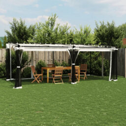 Walplus Gazebo With Mesh Walls Cream 6X3 M Steel