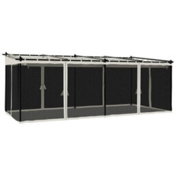 Walplus Gazebo With Mesh Walls Cream 6X3 M Steel - thumbnail 2