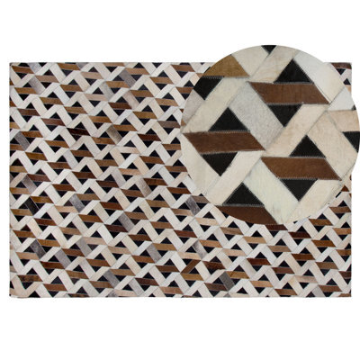 Beliani Rug Tuglu Brown 140 X 200 Cm Leather - image 1