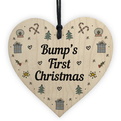 Red Ocean Handmade Bumps First Christmas Wooden Heart Babys 1St Christmas Gift New Baby Gift - image 1