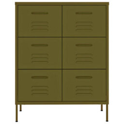 Vidaxl Drawer Cabinet Olive Green 80X35X101.5 Cm Steel - thumbnail 3