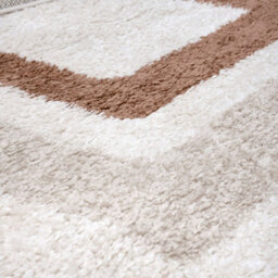 The Rugs Moodi Shaggy Light Beige/terra Slatefern Rug Runner Bordered Thick High Pile For Living Rooms, Bedrooms, Hallways - thumbnail 3